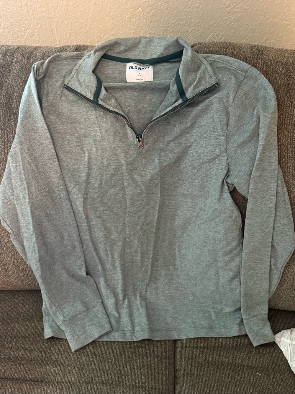 Old Navy Men’s Heather Sage Quarter-Zip Pullover